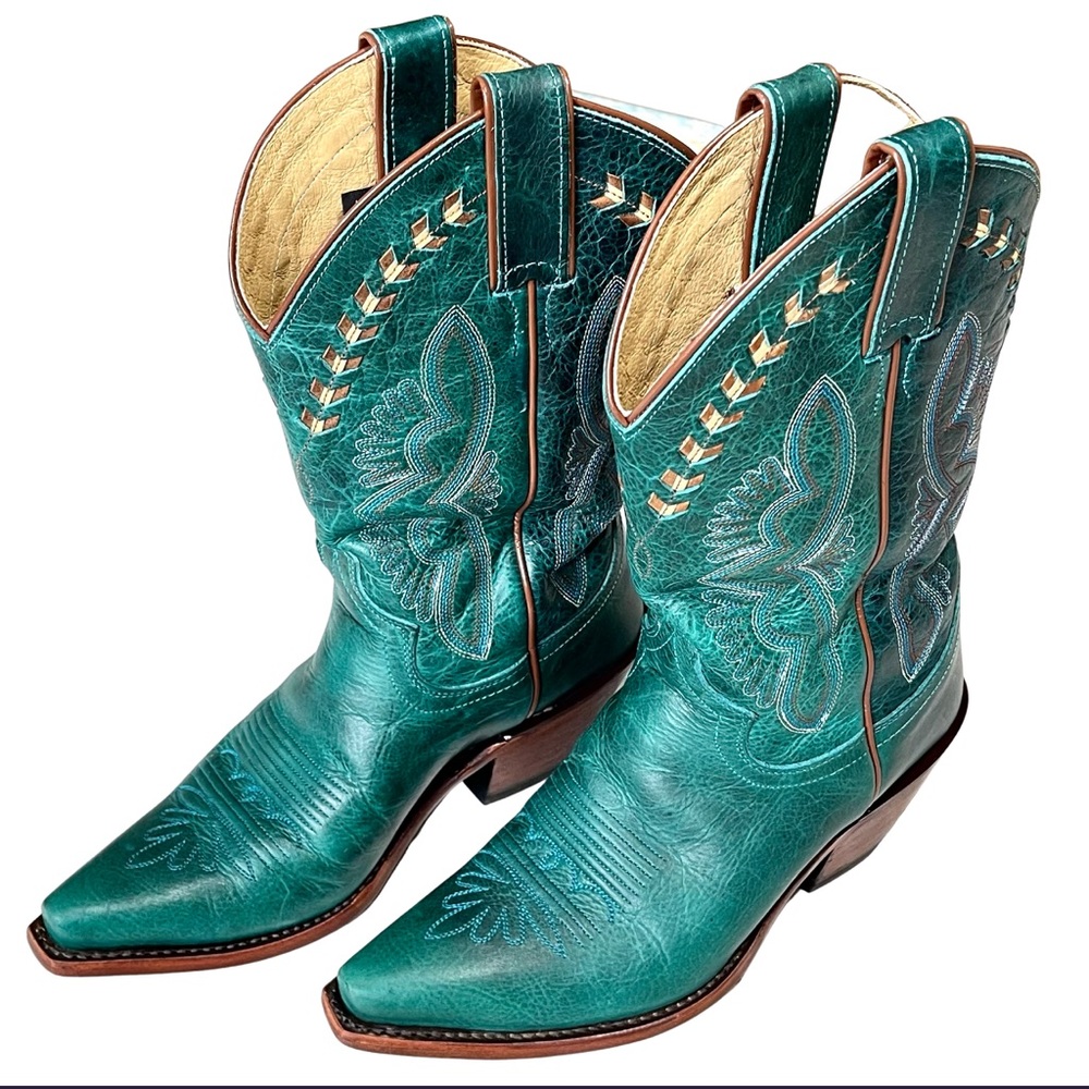 Justin Turquoise Damiana Western Cowboy Boots. 7